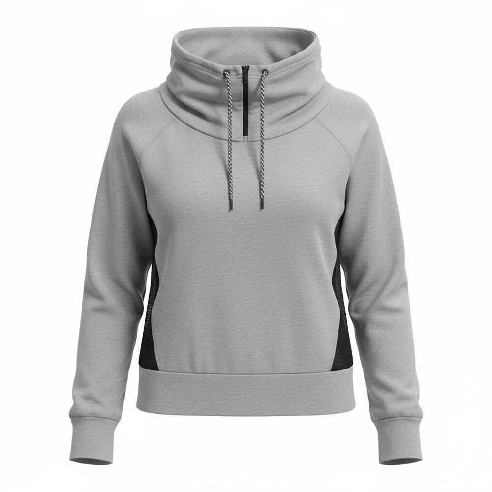 Lucy Black Gray Funnel Neck Pullover Sweatshirt Vented Back Medium
